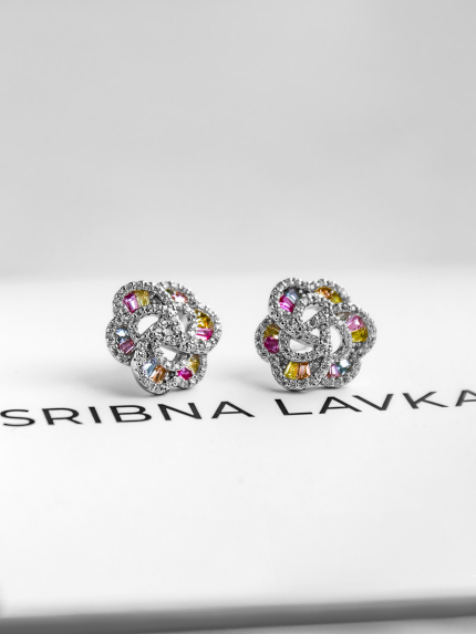 Сережки фіаніт Срібло 925° (родій) 190254