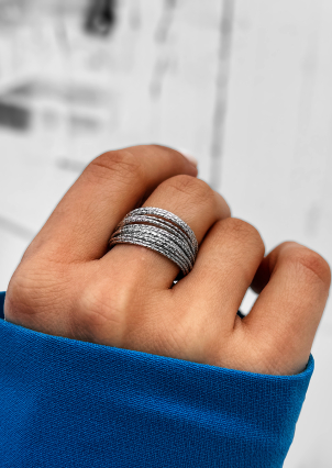 Каблучка без вставок Срібло 925° (родій) 958011