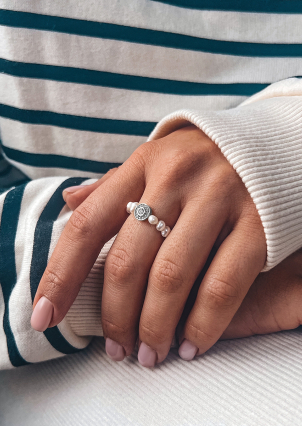 Каблучка перлина Срібло 925° (родій) GPR06P