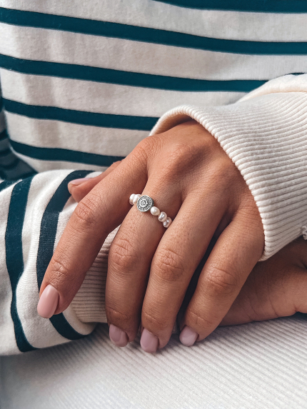 Каблучка перлина Срібло 925° (родій) GPR06P