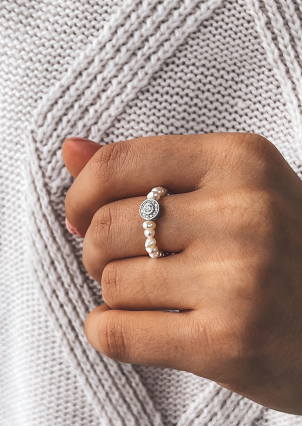 Каблучка перлина Срібло 925° (родій) GPR06P