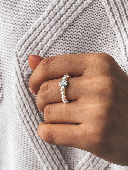 Каблучка перлина Срібло 925° (родій) GPR06P