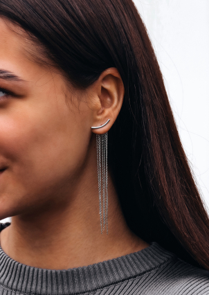 Сережки без вставок Срібло 925° (родій) GSE680P