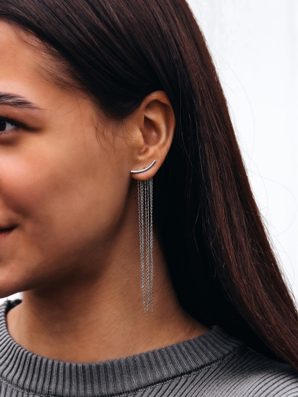 Сережки без вставок Срібло 925° (родій) GSE680P