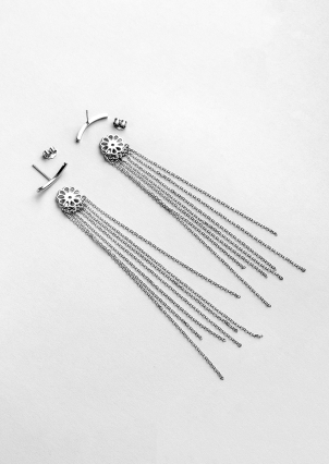 Сережки без вставок Срібло 925° (родій) GSE680P