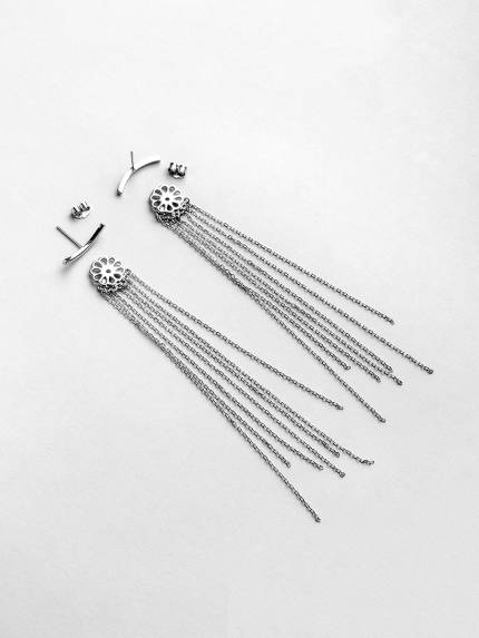 Сережки без вставок Срібло 925° (родій) GSE680P