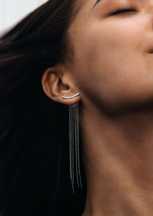 Сережки без вставок Срібло 925° (родій) GSE680P