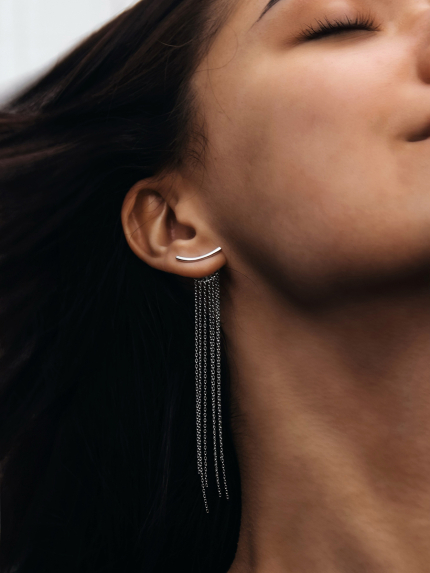 Сережки без вставок Срібло 925° (родій) GSE680P