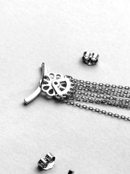 Сережки без вставок Срібло 925° (родій) GSE680P