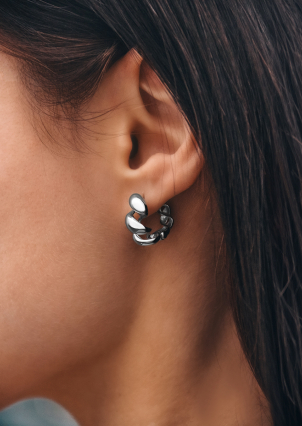 Сережки без вставок Срібло 925° (родій) 110043