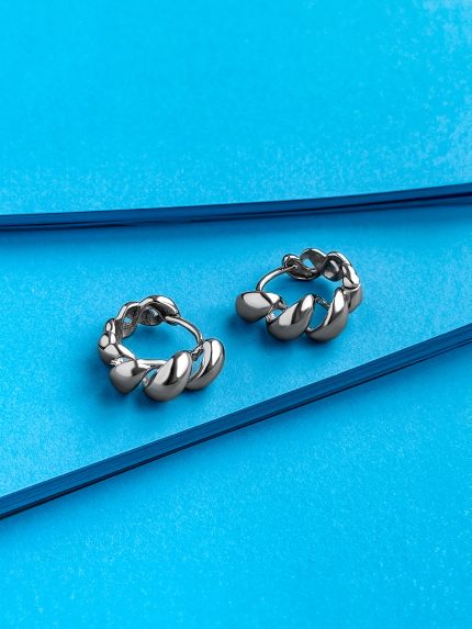 Earrings without inserts Silver 925° (rhodium) 110043