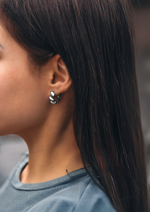 Сережки без вставок Срібло 925° (родій) 110043