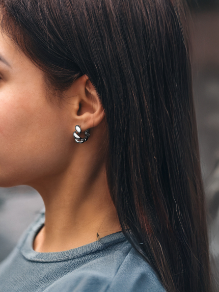 Earrings without inserts Silver 925° (rhodium) 110043