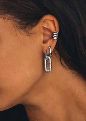 Сережки без вставок Срібло 925° (родій) GSE684P