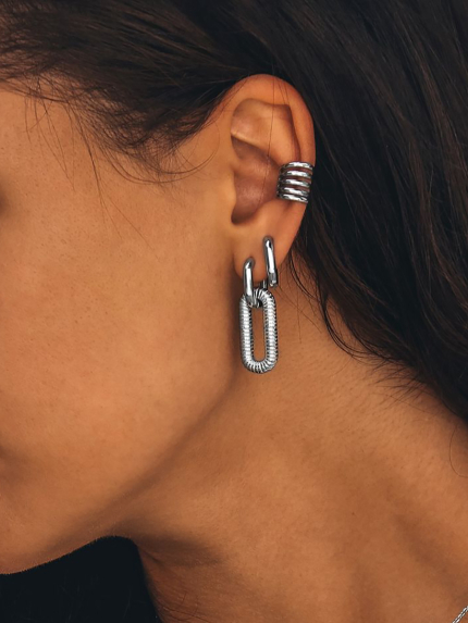 Сережки без вставок Срібло 925° (родій) GSE684P