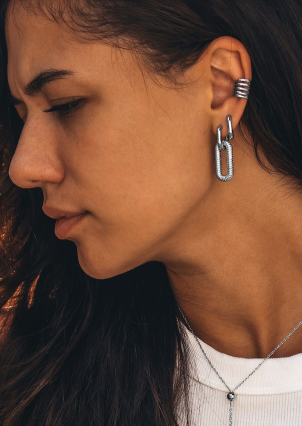 Сережки без вставок Срібло 925° (родій) GSE684P