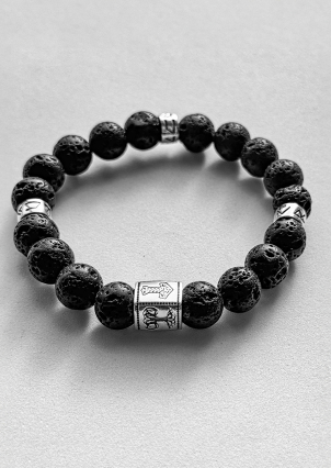 Браслет вулканічний камінь Срібло 925° (родій) 978078