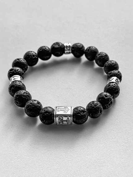 Браслет вулканічний камінь Срібло 925° (родій) 978078