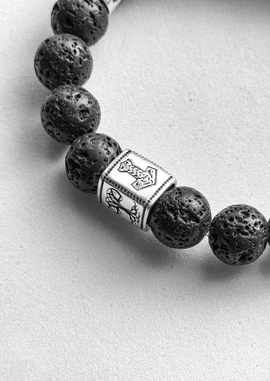 Браслет вулканічний камінь Срібло 925° (родій) 978078