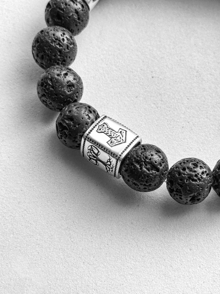 Браслет вулканічний камінь Срібло 925° (родій) 978078