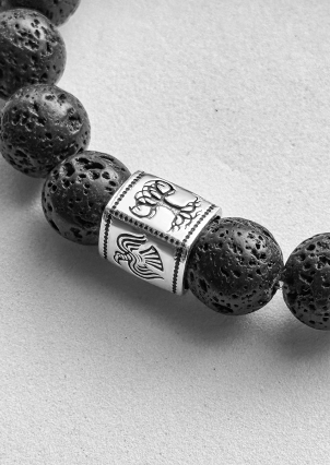 Браслет вулканічний камінь Срібло 925° (родій) 978078