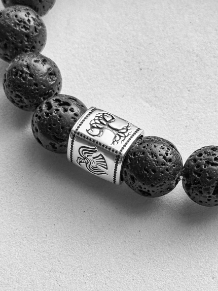 Браслет вулканічний камінь Срібло 925° (родій) 978078