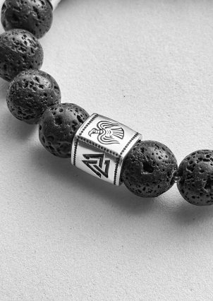 Браслет вулканічний камінь Срібло 925° (родій) 978078