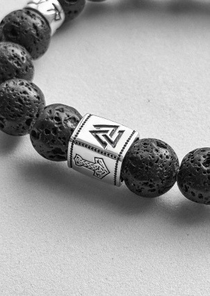 Браслет вулканічний камінь Срібло 925° (родій) 978078