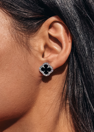 Сережки онікс Срібло 925° (родій) 978079 ч