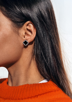 Сережки онікс Срібло 925° (родій) 978079 ч