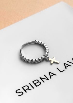 Каблучка фіаніт Срібло 925° золото 375° 978079