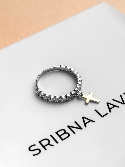 Каблучка фіаніт Срібло 925° золото 375° 978079