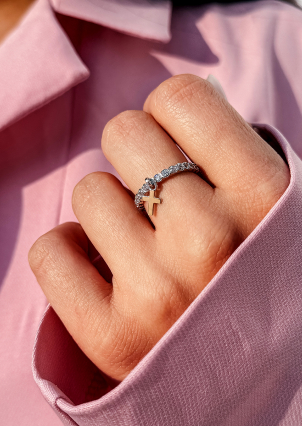 Каблучка фіаніт Срібло 925° золото 375° 978079