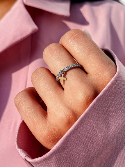 Каблучка фіаніт Срібло 925° золото 375° 978079
