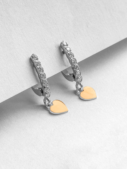 Сережки фіаніт Срібло 925° золото 375° 978080