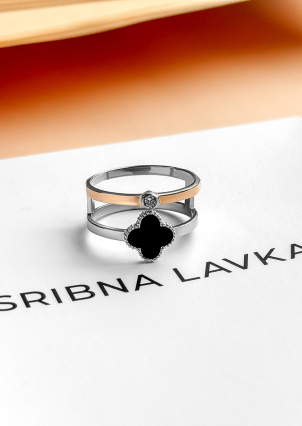 Каблучка емаль Срібло 925° золото 375° 100687