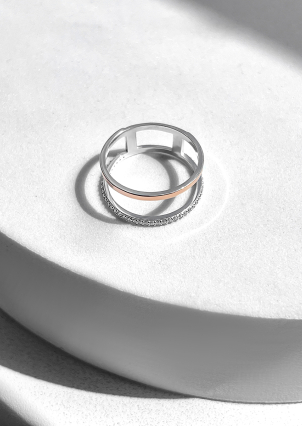 Каблучка фіаніт Срібло 925° золото 375° 106050