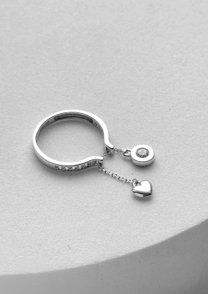 Каблучка фіаніт Срібло 925° (родій) 001161