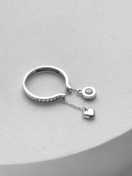 Каблучка фіаніт Срібло 925° (родій) 001161