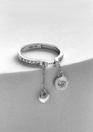 Каблучка фіаніт Срібло 925° (родій) 001161