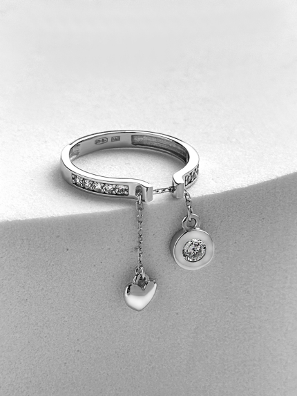 Каблучка фіаніт Срібло 925° (родій) 001161