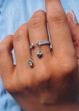 Каблучка фіаніт Срібло 925° (родій) 001161