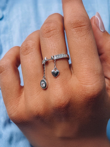 Каблучка фіаніт Срібло 925° (родій) 001161