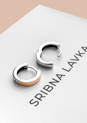 Сережки без вставок Срібло 925° золото 375° 000242