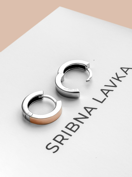 Сережки без вставок Срібло 925° золото 375° 000242