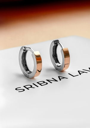 Сережки без вставок Срібло 925° золото 375° 000242