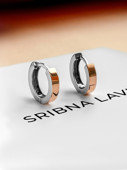 Сережки без вставок Срібло 925° золото 375° 000242