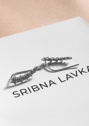 Сережки фіаніт Срібло 925° (родій) с2ф1448