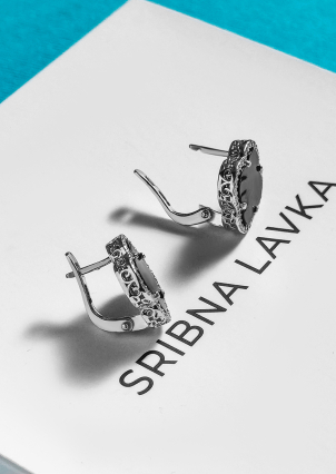 Сережки онікс Срібло 925° (родій) 978120