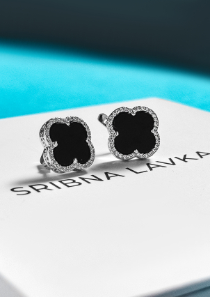 Сережки онікс Срібло 925° (родій) 978120